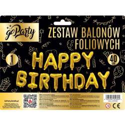 Zestaw balonów foliowych Happy Birthday złote (BAL52) - 1