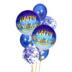 Balony Happy Birthday niebieski 7szt (BAL102)