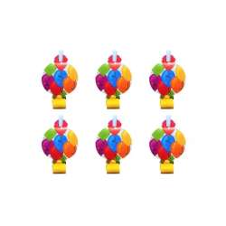 Gwizdki rozwijane z medalionem Balony 6szt