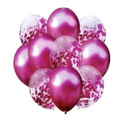 Zestaw balonów bordo z konfetti 33cm 10szt BSC-693 (BAL139) - 1