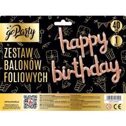 Zestaw balonów foliowych Happy Birthday rose gold