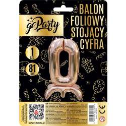 Balon foliowy stojący 0 rose gold 81cm - 1