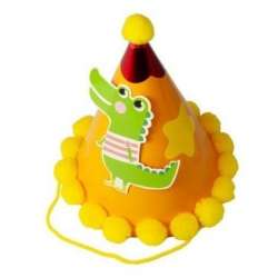 Czapeczka urodzinowa z pomponami Dinozaur