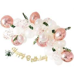 Zestaw balonów Happy Birthday różowe złoto 36el