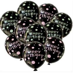 Zestaw balonów Happy Birthday czarne 11el