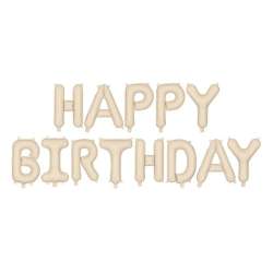 Balon foliowy Happy Birthday 340x35cm beż