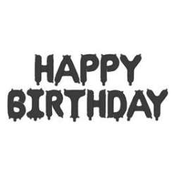 Balon foliowy Happy Birthday 340x35cm czarny