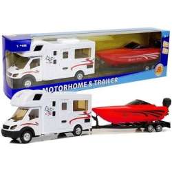 Camper z czerwoną motorówką i napędem frykc. 1:48 - 1