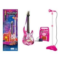 Gitara z mikrofonem różowa - 1