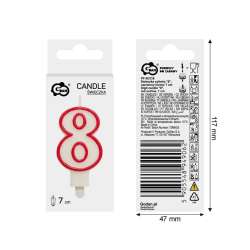 Świeczka 8 czerwony kontur 7cm (PF-SCC/8 NO200R/8) - 1