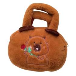 Torba pluszowa Kapibara z różą brązowy 20cm - 1