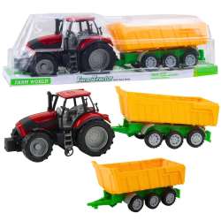 Traktor rolniczy z przyczepą zółtą