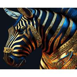 Malowanie po numerach + złota farba - Złota zebra