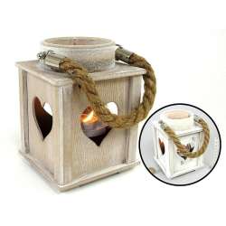 Lampion na tealight drewniany 12x16x12cm MIX - 1