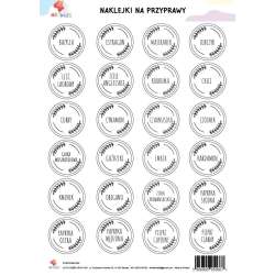 Naklejki na przyprawy białe A4