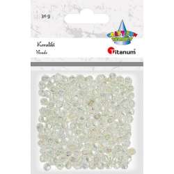 Koraliki plastikowe fasetowane 30g białe