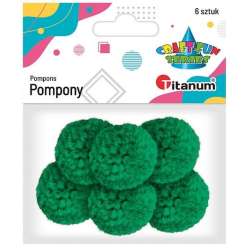 Pompony włóczkowe 3cm zielone 6szt. - 1