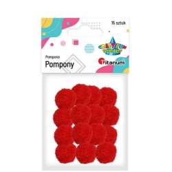 Pompony poliestrowe 18mm czerwone 15szt
