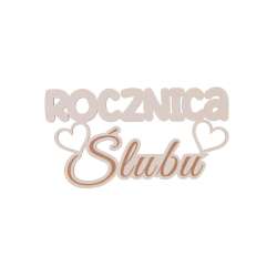 Drewniany napis - Rocznica ślubu 5szt biały