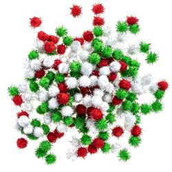 Pompony poliestrowe metalizowane 15mm 200szt