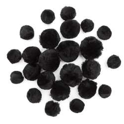 Pompony akrylowe mix czarne 24szt - 1