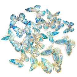 Połyskujące naklejki PET - Motyle blue stardust