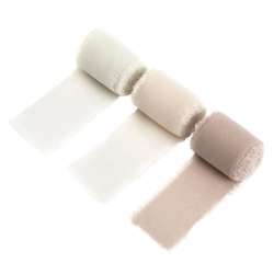 Tasiemki szyfonowe cream beige 4 cmx5m 3szt - 1