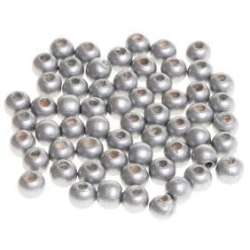 Koraliki drewniane do nawlekania srebrne 10mm 60sz - 1