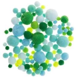 Pompony odcienie zielone i niebieskie 20g - 1