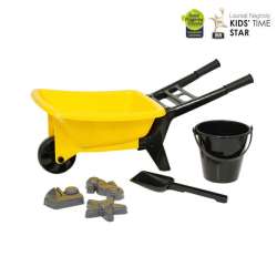 PLASTO Taczka 56 cm z akcesoriami do piasku Żółta PLA1314 (PLA1314000) - 1