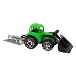 Traktor z ładowaczem i pługiem 52cm zielony