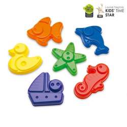 PLASTO Zestaw 6 dużych foremek do piasku 9-12 cm różne kolory PLA2441 (PLA2441000)