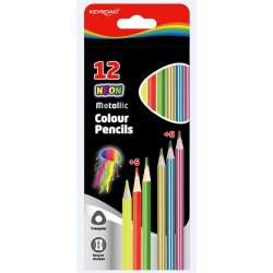 Kredki ołówkowe trójkątne metaliczne i neon. 12st (KR971760)