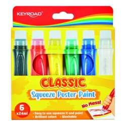 Farby plakatowe KEYROAD w piórze do wyciskania 6 kolorów x 24ml (KR972674)