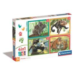 Clementoni Puzzle 4w1 SuperColor Zwierzęce dzieciaki przytulaki 21532 (21532 CLEMENTONI)