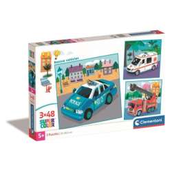 Clementoni Puzzle 3x48el SuperColor square Rescue vehicles. Pojazdy ratownicze 25318 (25318 CLEMENTONI)
