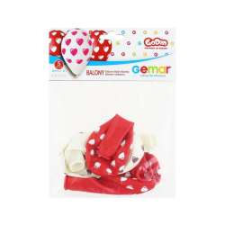 Balony premium serduszka czerwone/ białe 30cm 5szt