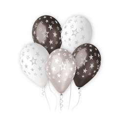 Balony Premium Hel gwiazdy srebrne 33cm 6szt