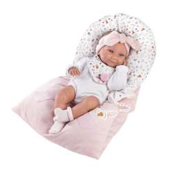 Lalka bobas winylowa Tina w różowym śpiworze 40cm (GXP-896943) - 1