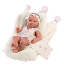 Lalka winylowa bobas Nica w białym śpiworku 40cm - 1