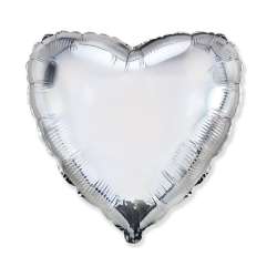 Balon foliowy 46cm Serce srebrne