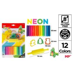 Plastelina 12 kolorów neon + foremki i wałek
