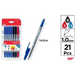 Długopis 1.0mm 21szt MIX