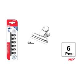 Klipsy biurowe metalowe srebrne 31mm 6szt