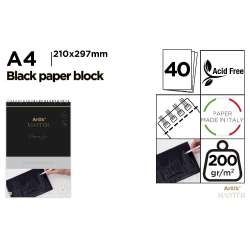 Blok kreślarski A4/40K czarny 200g