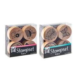 Drewniany zestaw stempli 4szt pink - 1