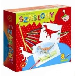 ALEXANDER SZABLONY DINOZAURY -8+8 SZABLONÓW, 12 KREDEK (0577)