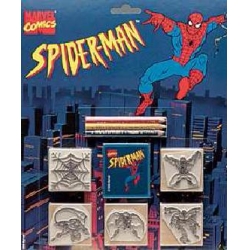 PIECZĄTKI -BLISTER SPIDER-MAN -5 PIECZĄTEK, 3 KREDKI, ZMYWALNY TUSZ (5817)